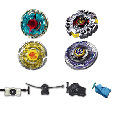 Beyblade 4 Pack Variares D:D BB-114, Earth Virgo GB145BS BB-60, Scythe Kronos T125EDS BB-113, Flame Byxis 230WD BB-95 +1 Free Launcher-The Beybladers-Preset,Rebuy